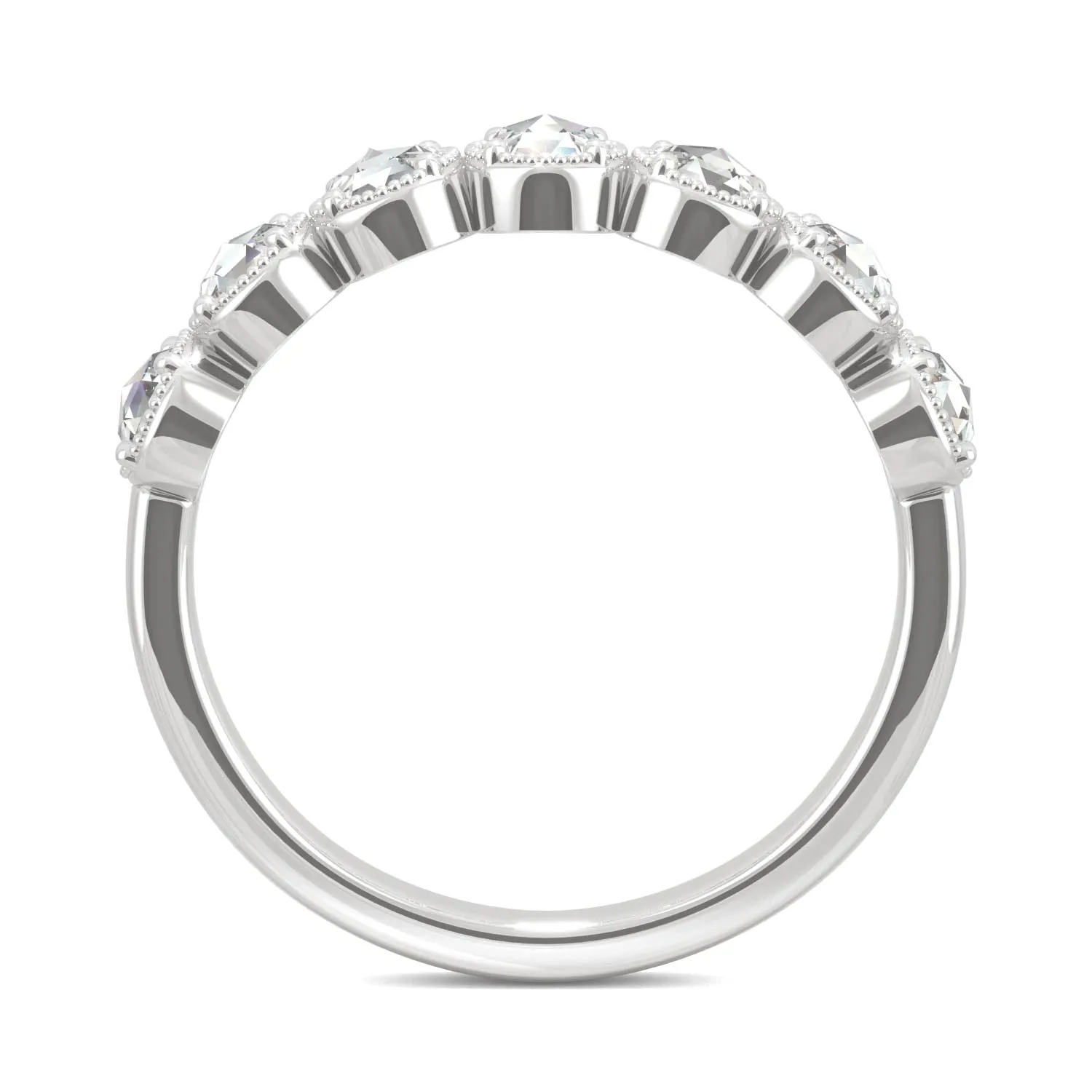 0.42 CTW DEW Rose Cut Moissanite Seven Stone Ring in 14K White Gold