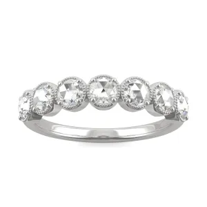 0.42 CTW DEW Rose Cut Moissanite Seven Stone Ring in 14K White Gold