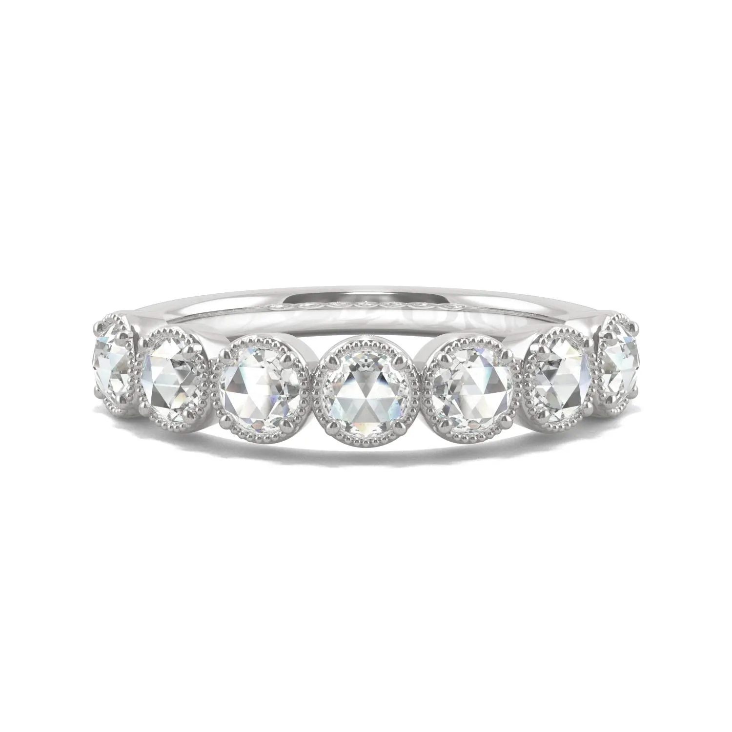 0.42 CTW DEW Rose Cut Moissanite Seven Stone Ring in 14K White Gold