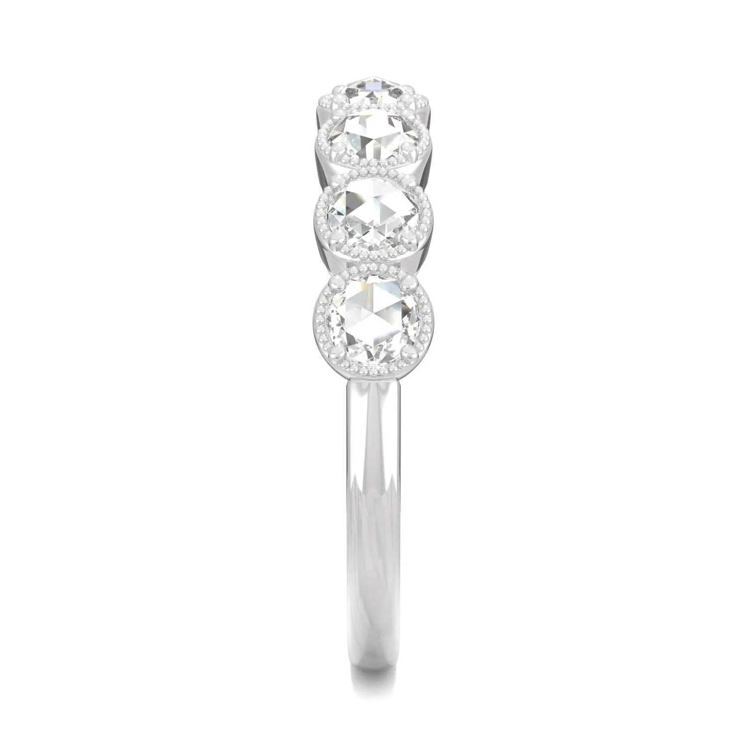 0.42 CTW DEW Rose Cut Moissanite Seven Stone Ring in 14K White Gold