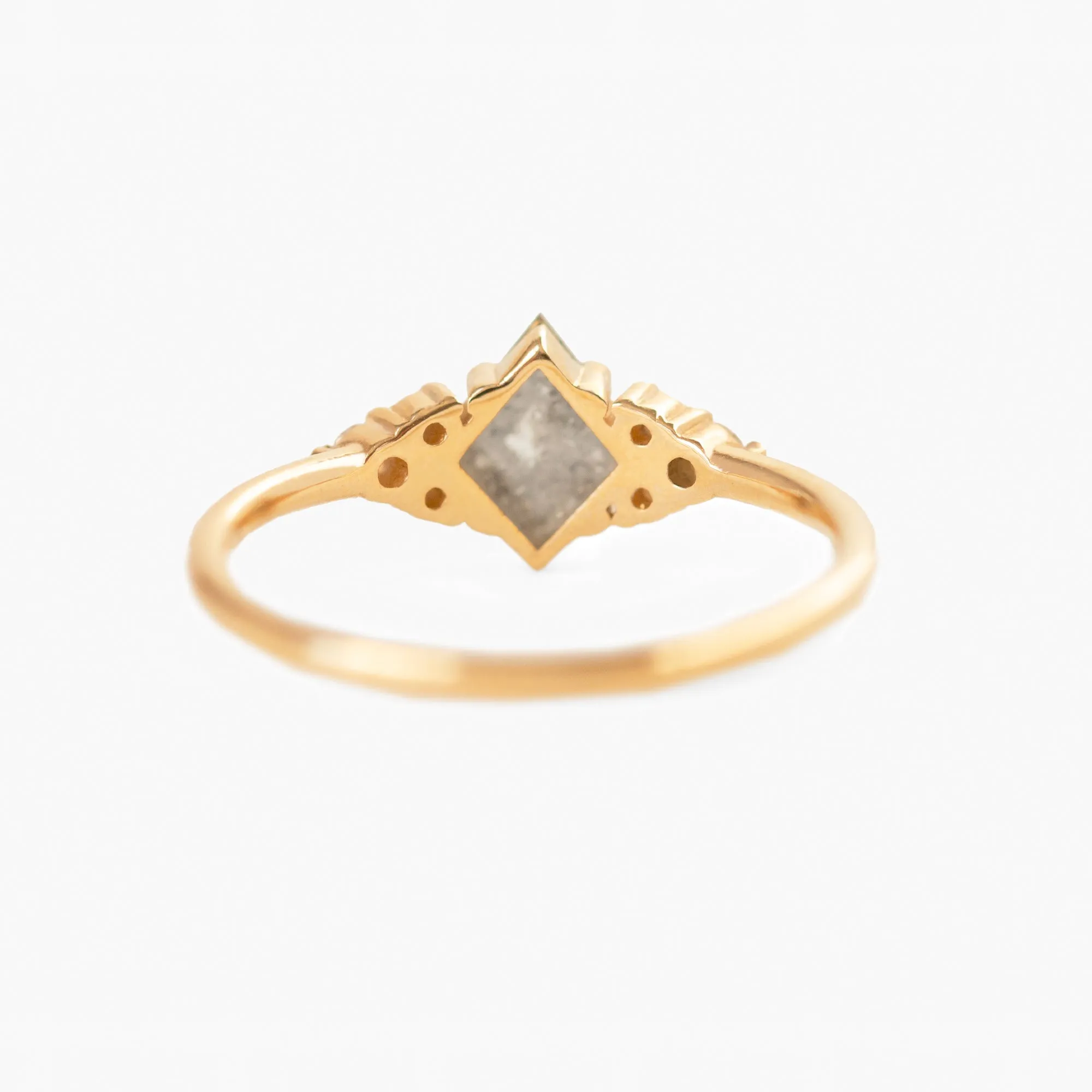 0.68 tcw. Kite Cut Salt and Pepper Diamond Ring