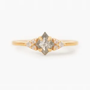 0.68 tcw. Kite Cut Salt and Pepper Diamond Ring