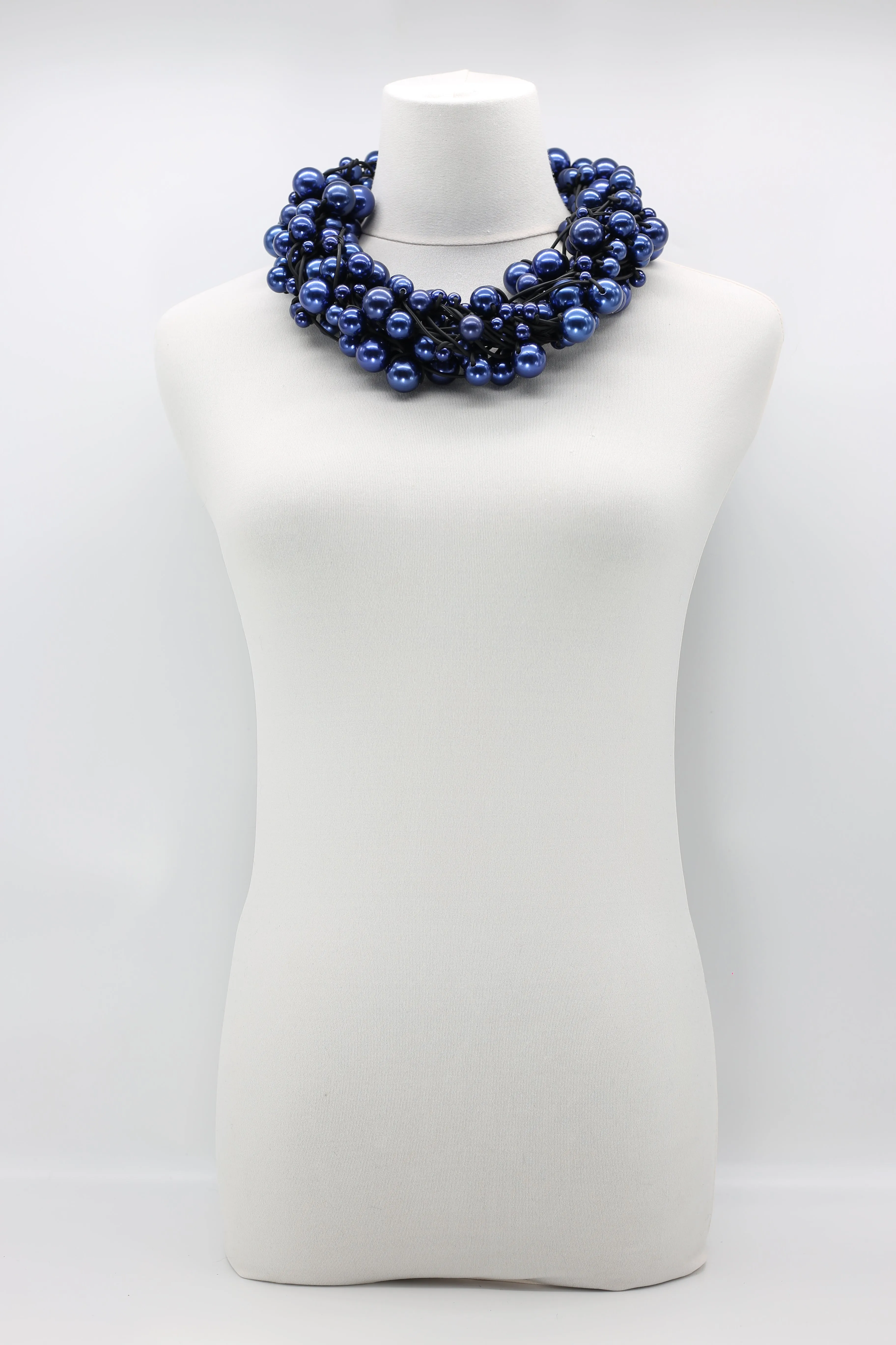 10-Strand Faux Pearls on Leatherette Necklace