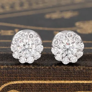 1.07ctw Round Brilliant Cut Diamond Cluster Stud Earrings by Hearts on Fire (HoF)