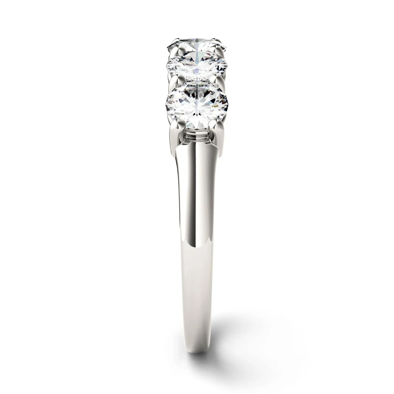 1.15 CTW DEW Round Moissanite Five Stone Ring in 14K White Gold