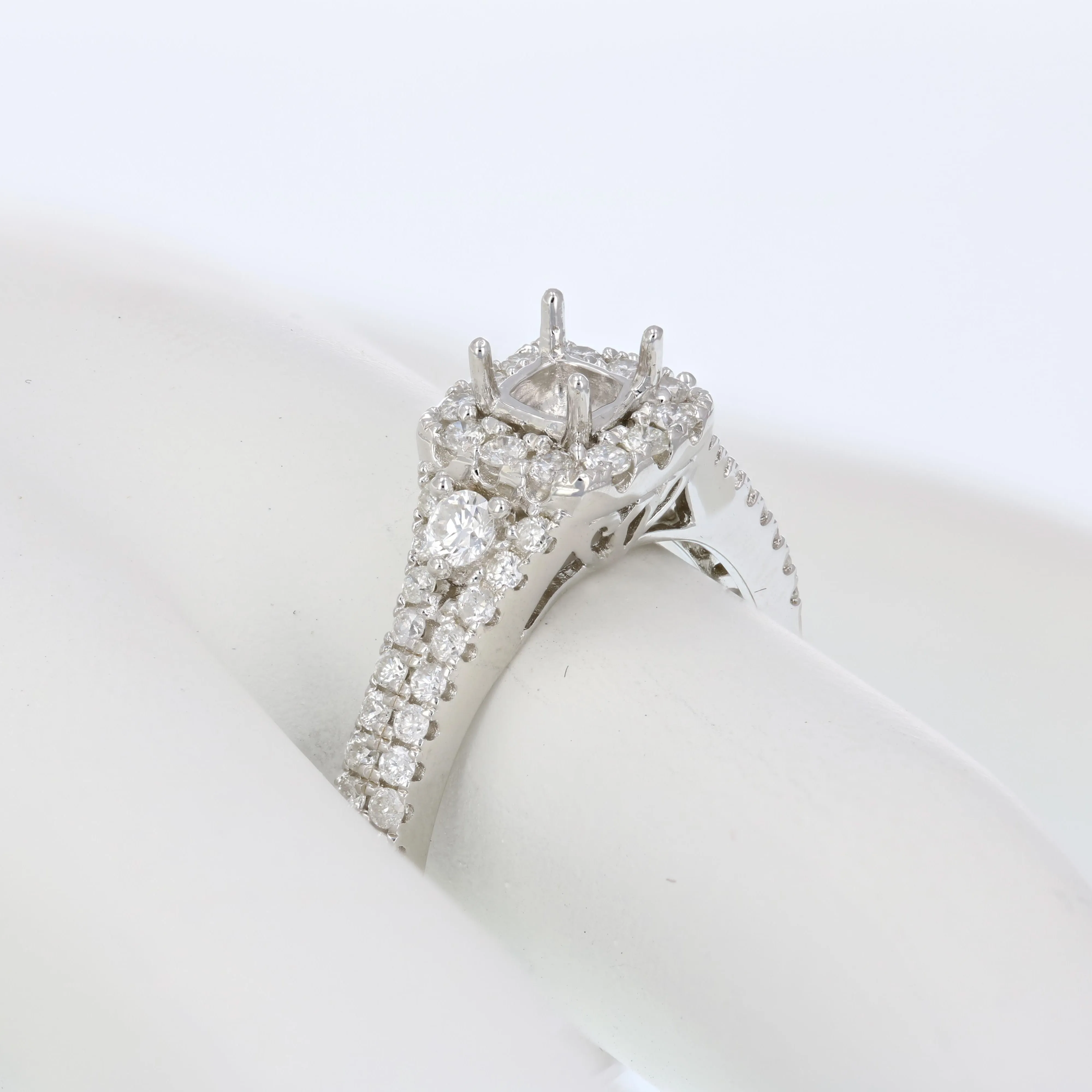 1/2 cttw Diamond Semi Mount Halo Engagement Ring in Sterling Silver