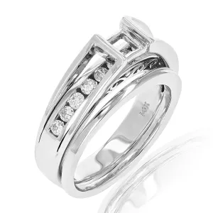 1/2 cttw Diamond Semi Mount Ring Set in 14K White Gold