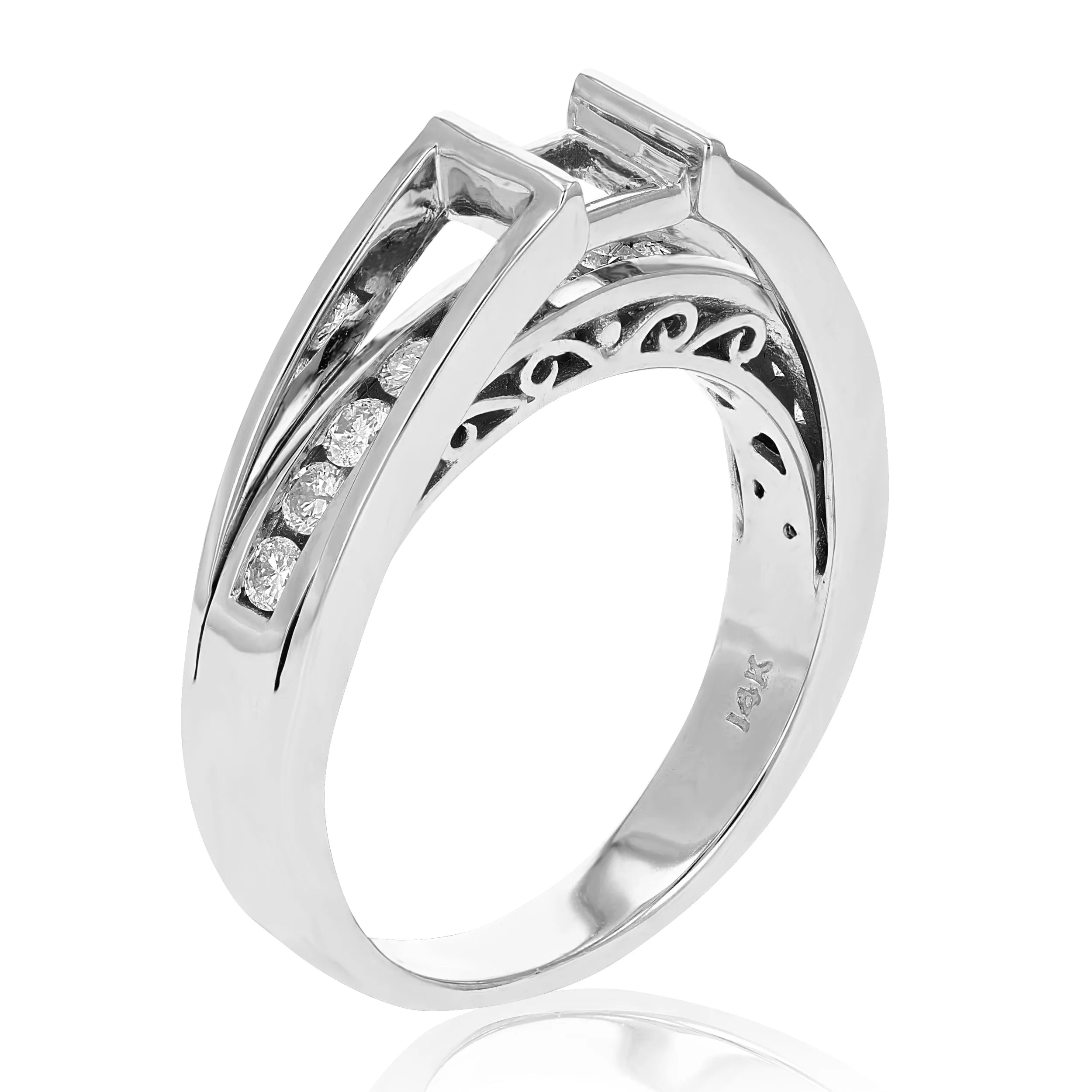 1/2 cttw Diamond Semi Mount Ring Set in 14K White Gold