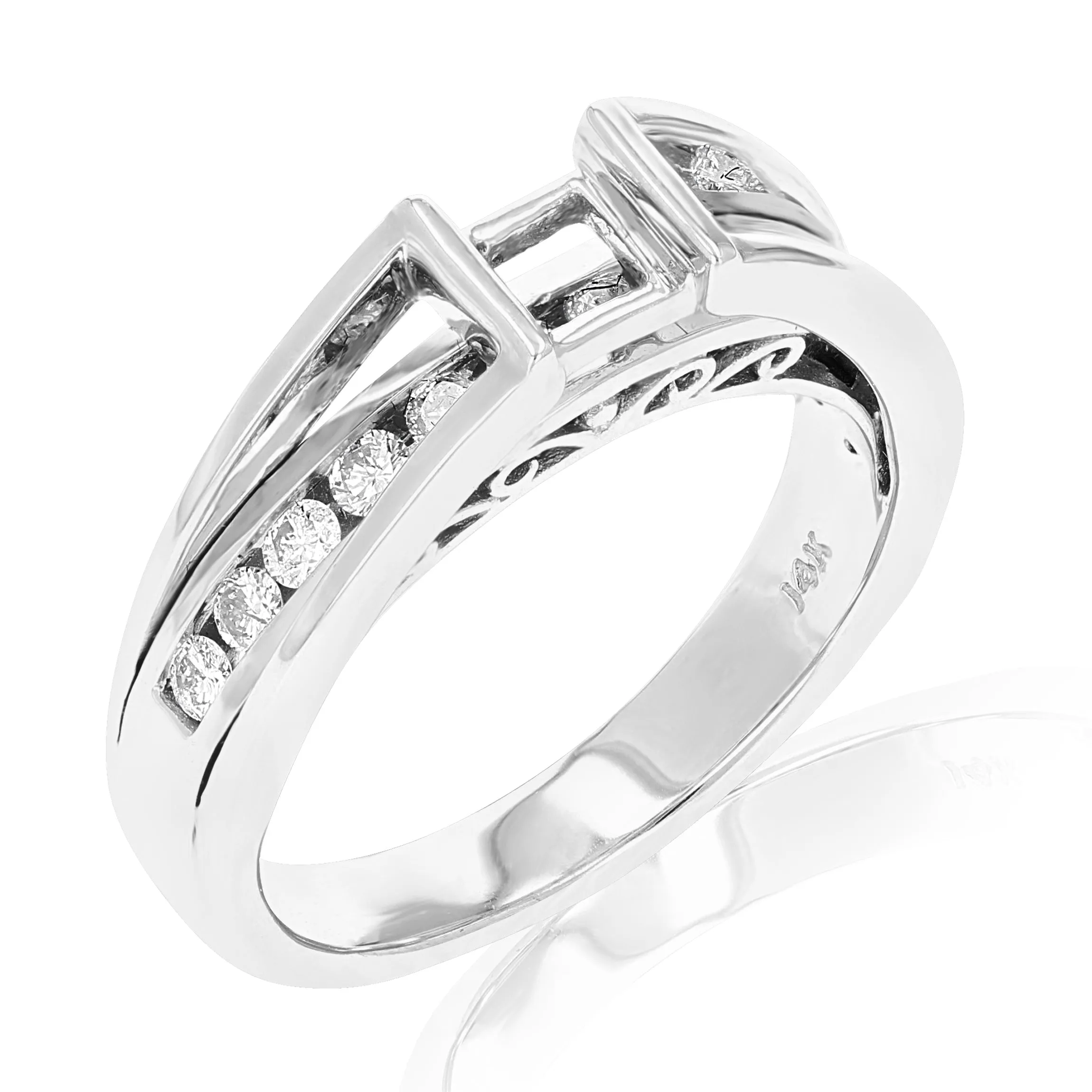 1/2 cttw Diamond Semi Mount Ring Set in 14K White Gold