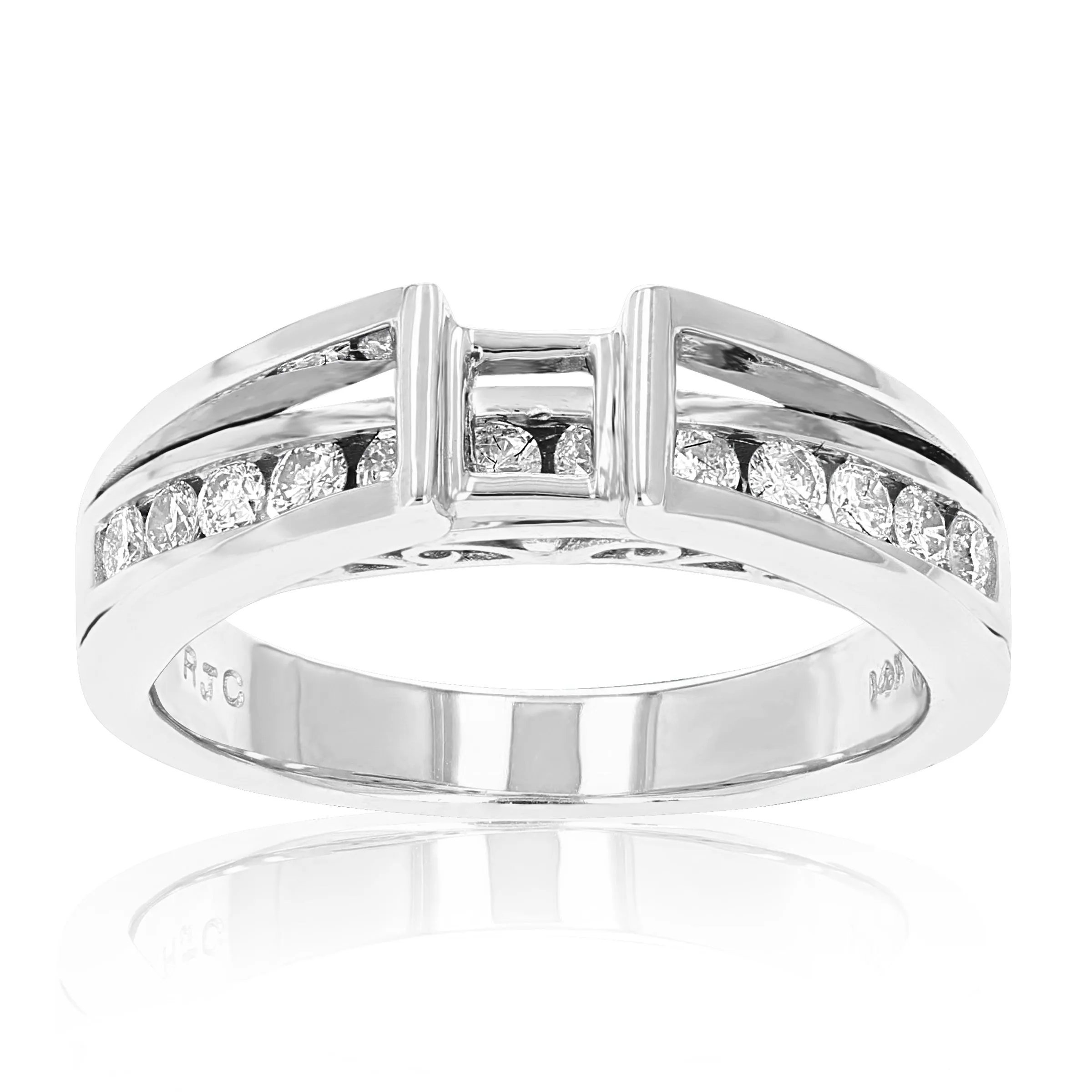 1/2 cttw Diamond Semi Mount Ring Set in 14K White Gold