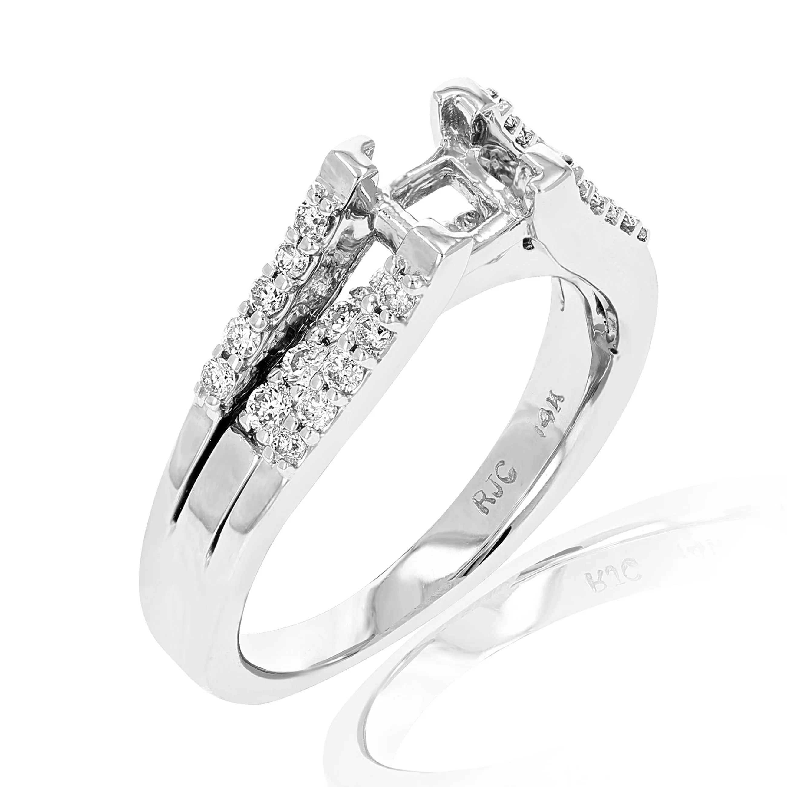 1/2 cttw Semi Mount Princess Diamond Ring in 14K White Gold
