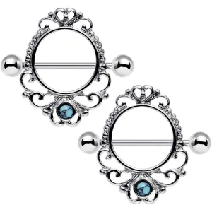 14 Gauge 3/4 Faux Turquoise Decadent Dalliance Nipple Shield Set