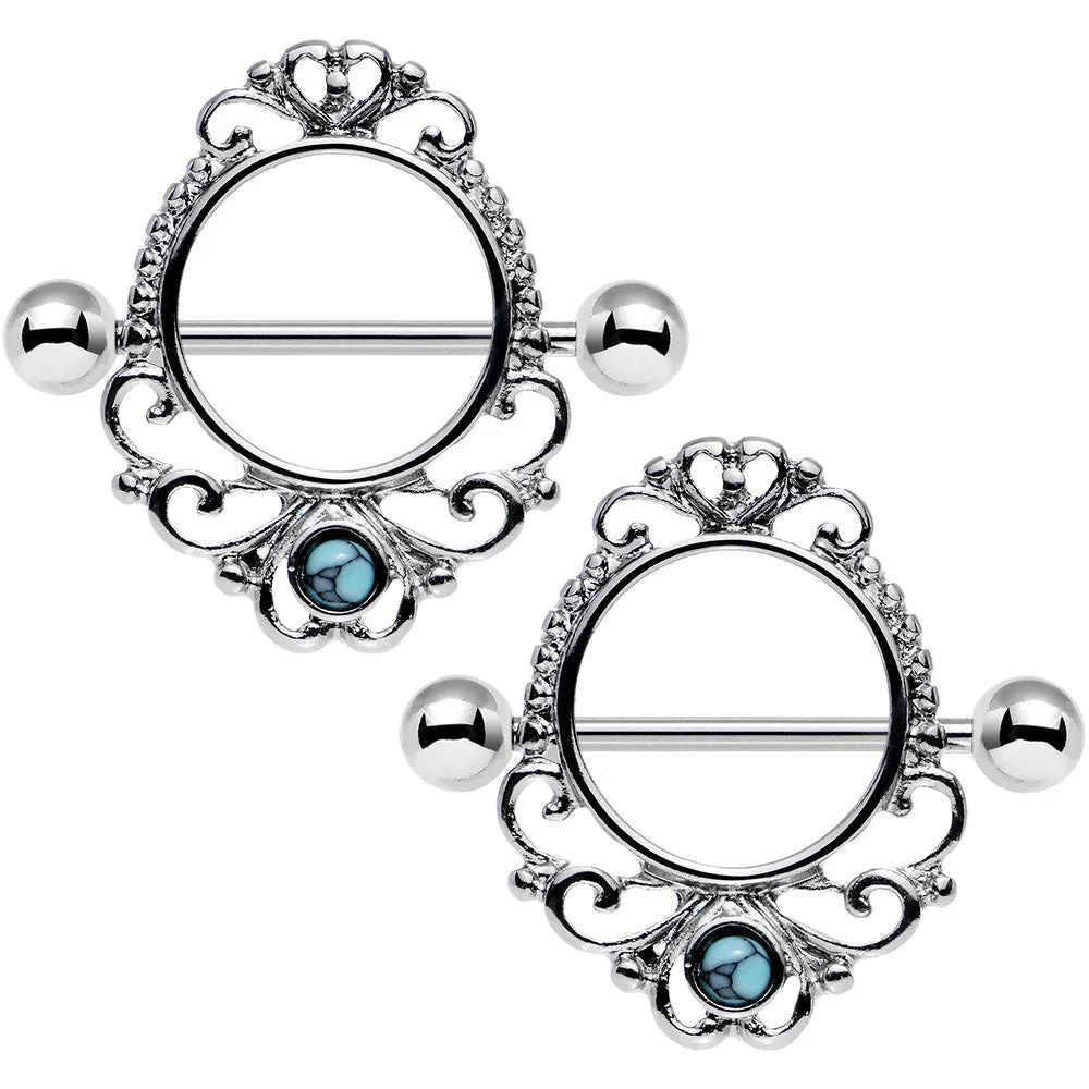 14 Gauge 3/4 Faux Turquoise Decadent Dalliance Nipple Shield Set