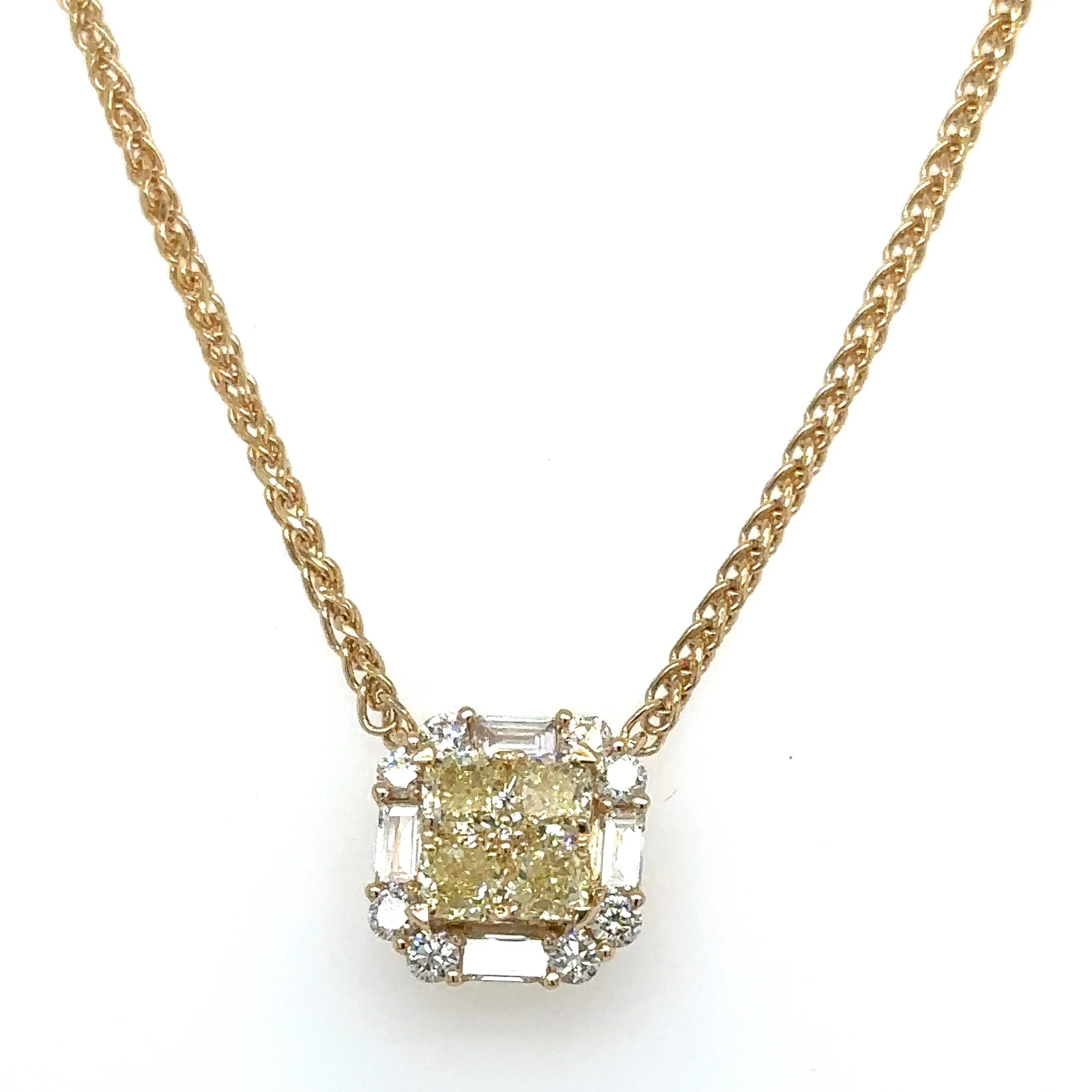 1.49ct tw Canary Fancy Yellow Diamond Pendant Necklace
