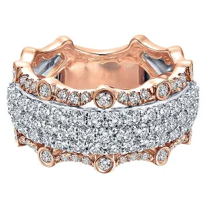 14k White/pink Gold Contemporary Fancy Anniversary Band