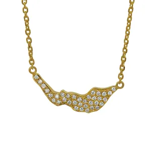 14k Yellow Gold East/West Small Sanibel Map Necklace with Pavé Diamonds 17", D=.35tw