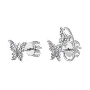 14KT GOLD DIAMOND ASYMMETRICAL BUTTERFLY EARRING