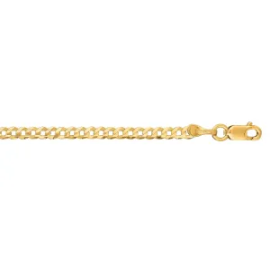 14kt Yellow Gold 10 inches 2.60mm Shiny Curb Type Chain Anklet with Lobster Clasp