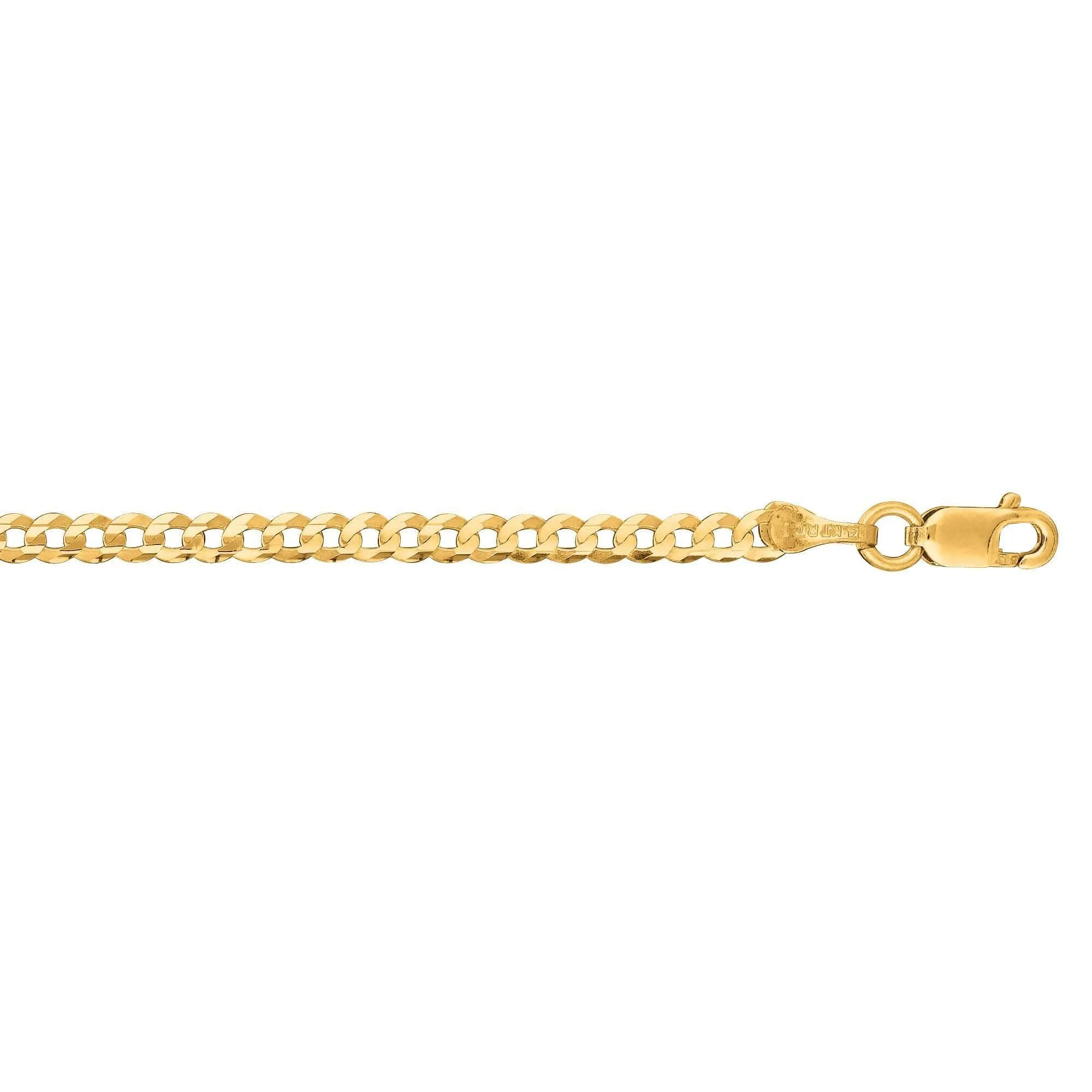 14kt Yellow Gold 10 inches 2.60mm Shiny Curb Type Chain Anklet with Lobster Clasp