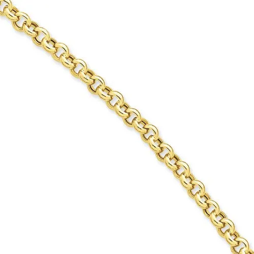14KT Yellow Gold Polished Fancy 5mm Rolo Link Bracelet