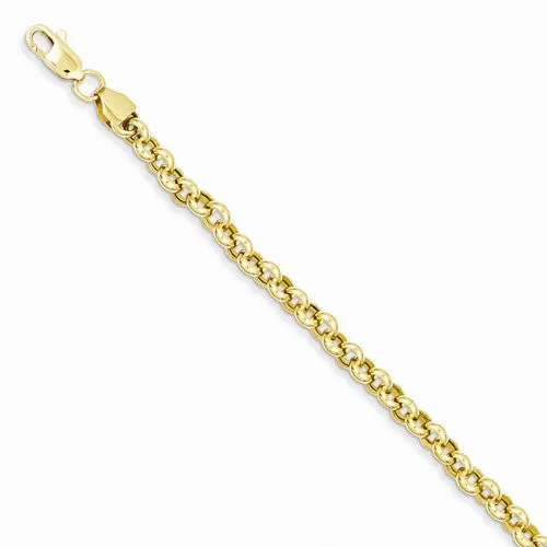 14KT Yellow Gold Polished Fancy 5mm Rolo Link Bracelet