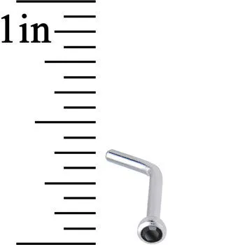 18 Gauge Black Gem Stainless Steel L-Shaped Nose Ring 1/4