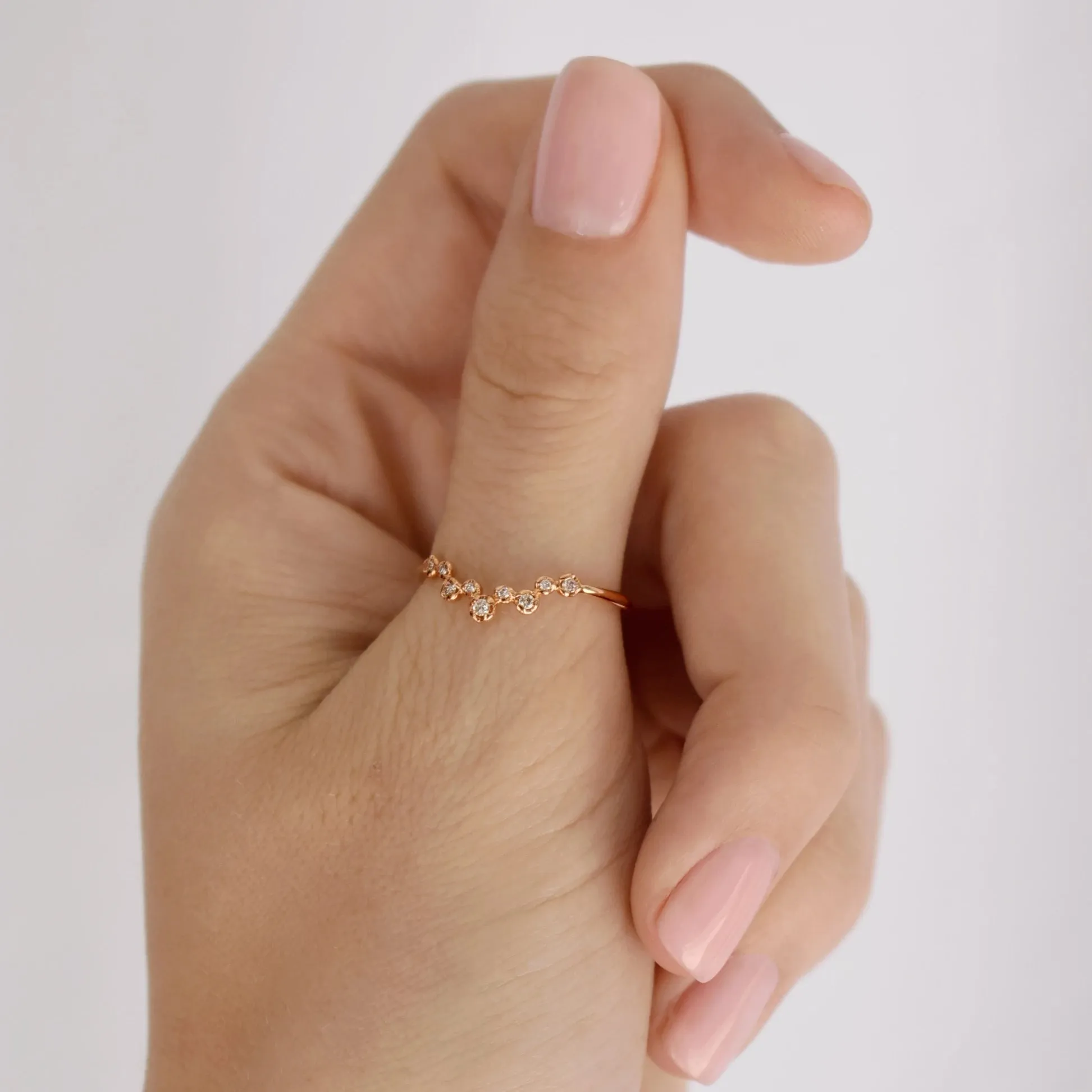 18k Bezel Chevron Diamond Ring