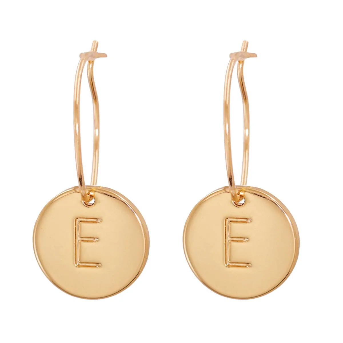 18K Gold-Plated Letter E Cut Drop Earrings