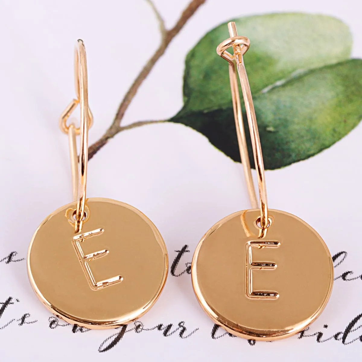 18K Gold-Plated Letter E Cut Drop Earrings