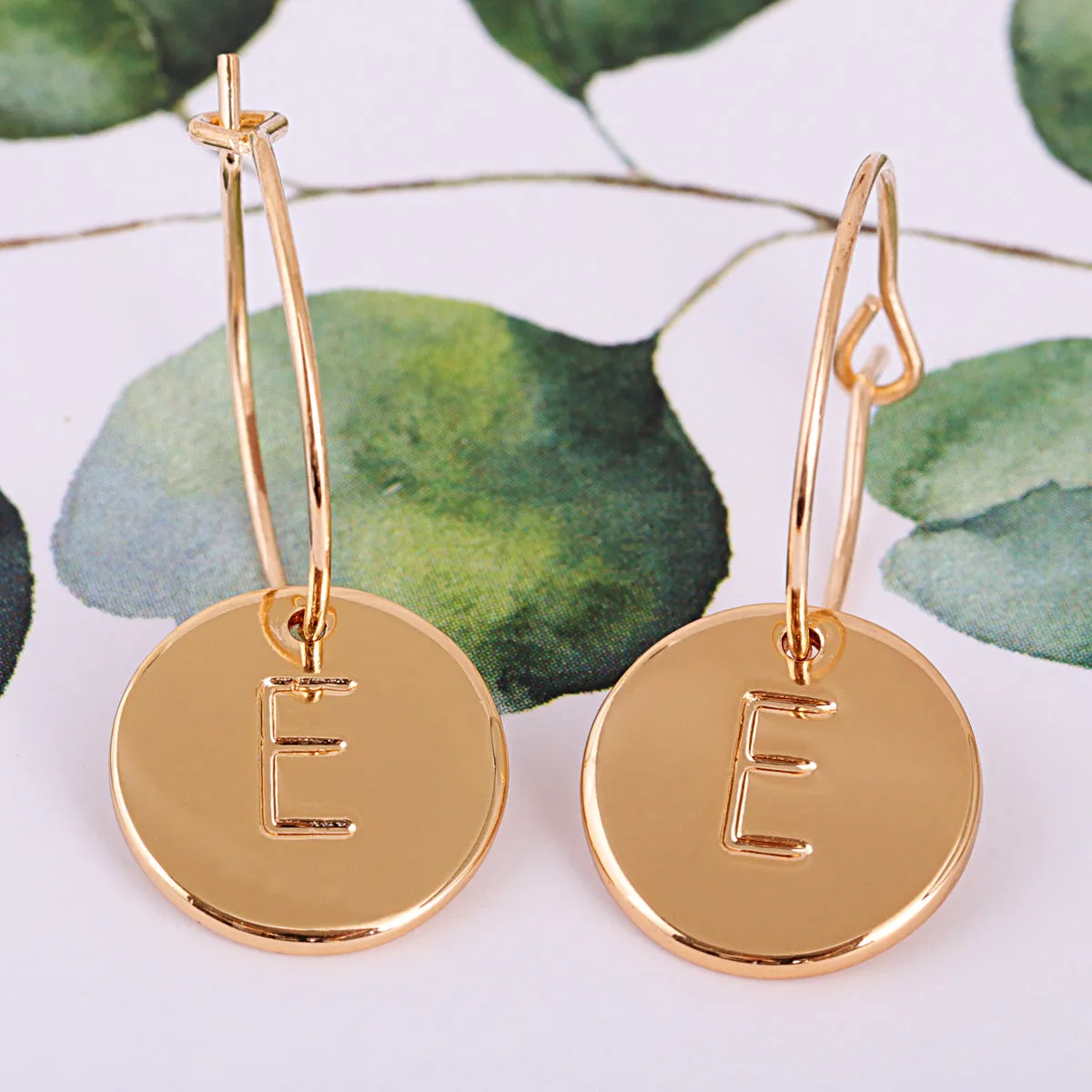 18K Gold-Plated Letter E Cut Drop Earrings