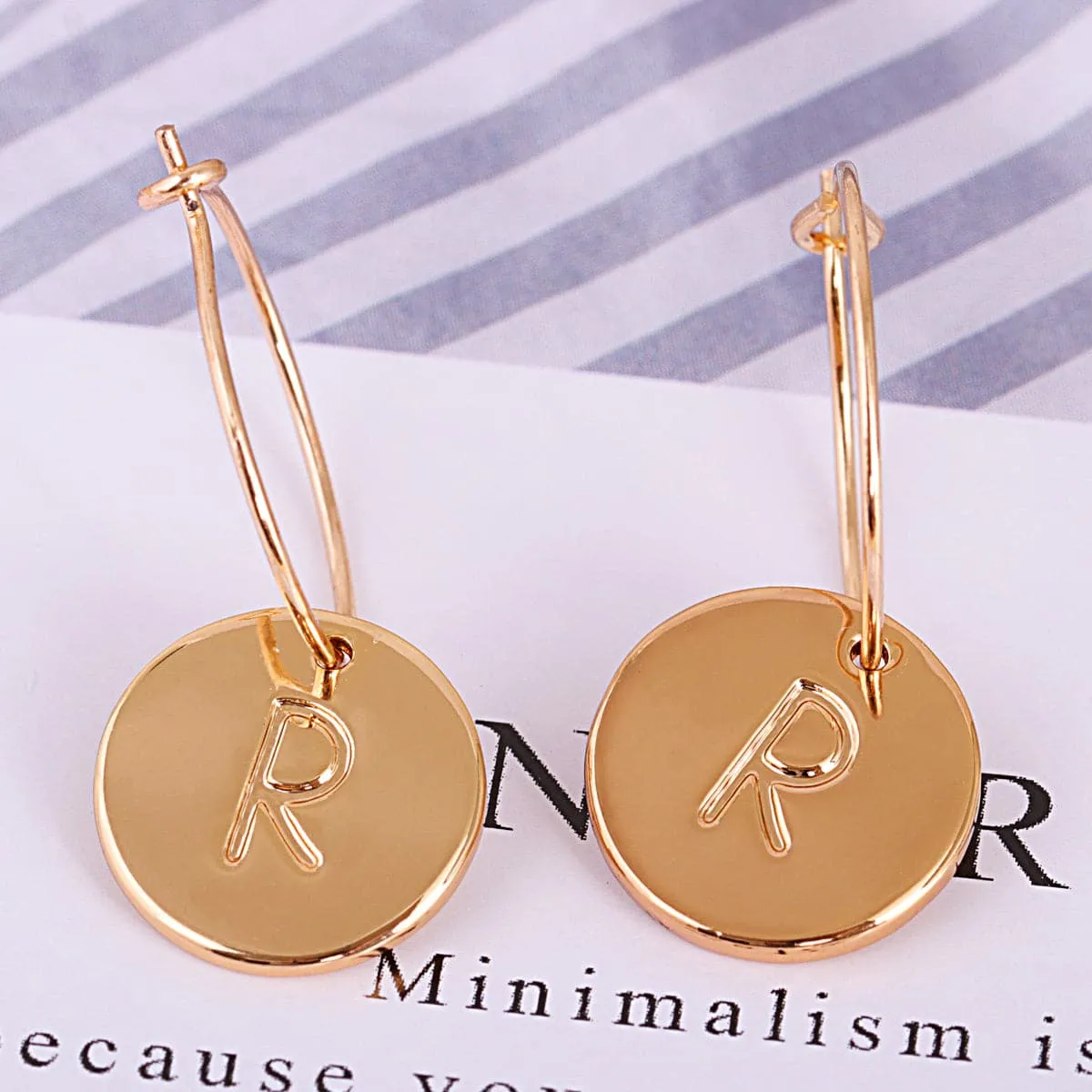 18K Gold-Plated Letter R Cut Drop Earrings