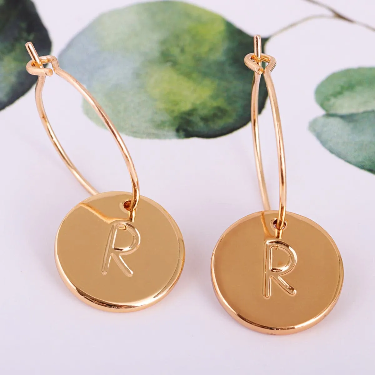 18K Gold-Plated Letter R Cut Drop Earrings