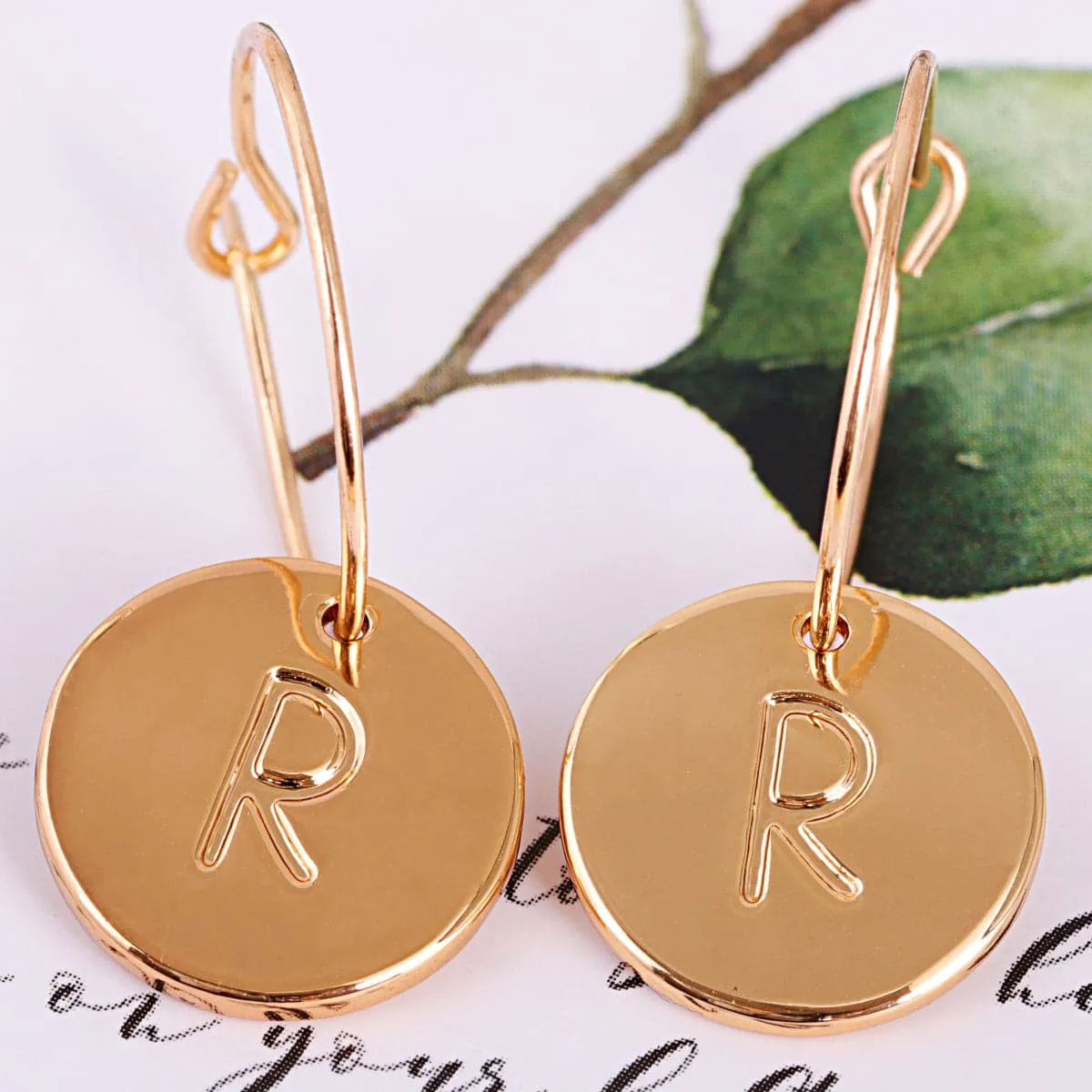 18K Gold-Plated Letter R Cut Drop Earrings
