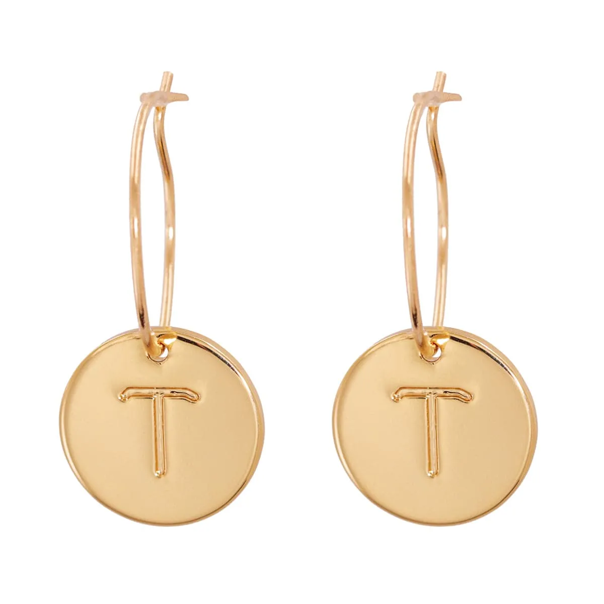 18K Gold-Plated Letter T Cut Drop Earrings
