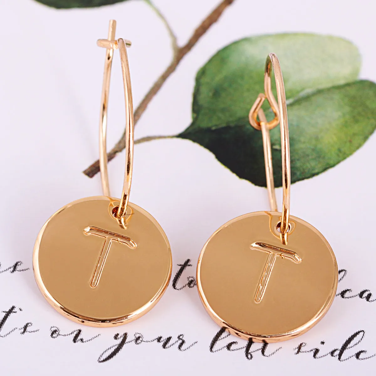 18K Gold-Plated Letter T Cut Drop Earrings