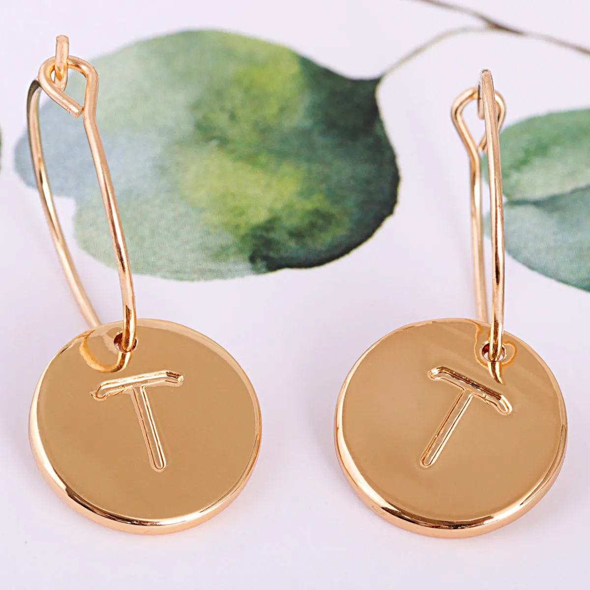18K Gold-Plated Letter T Cut Drop Earrings