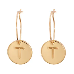 18K Gold-Plated Letter T Cut Drop Earrings