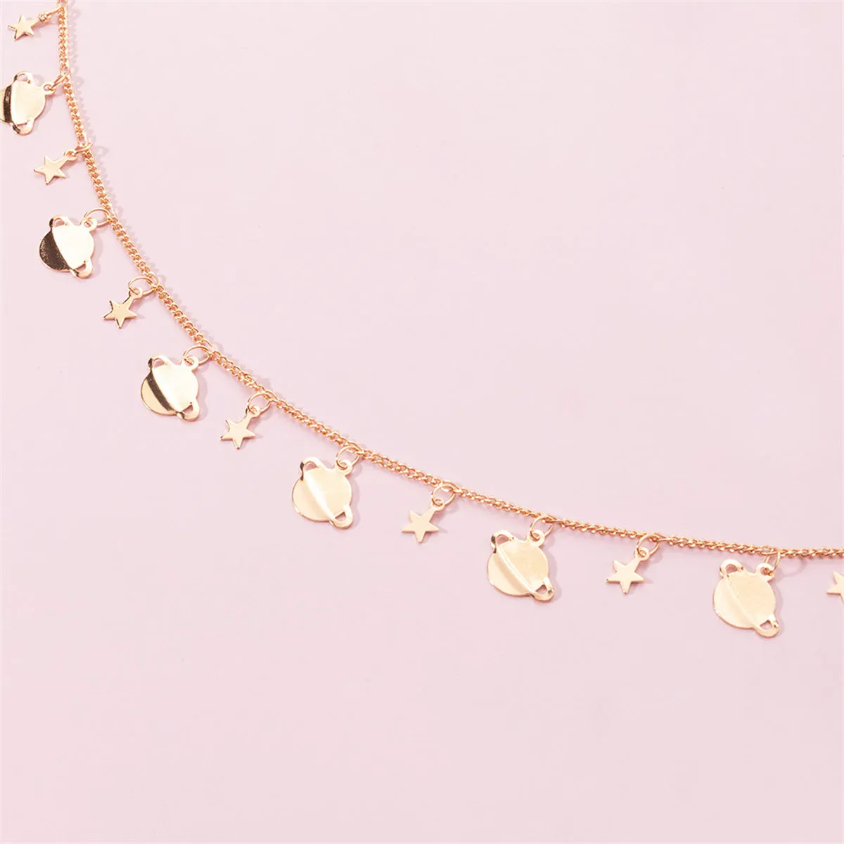 18K Gold-Plated Star Planet Station Necklace
