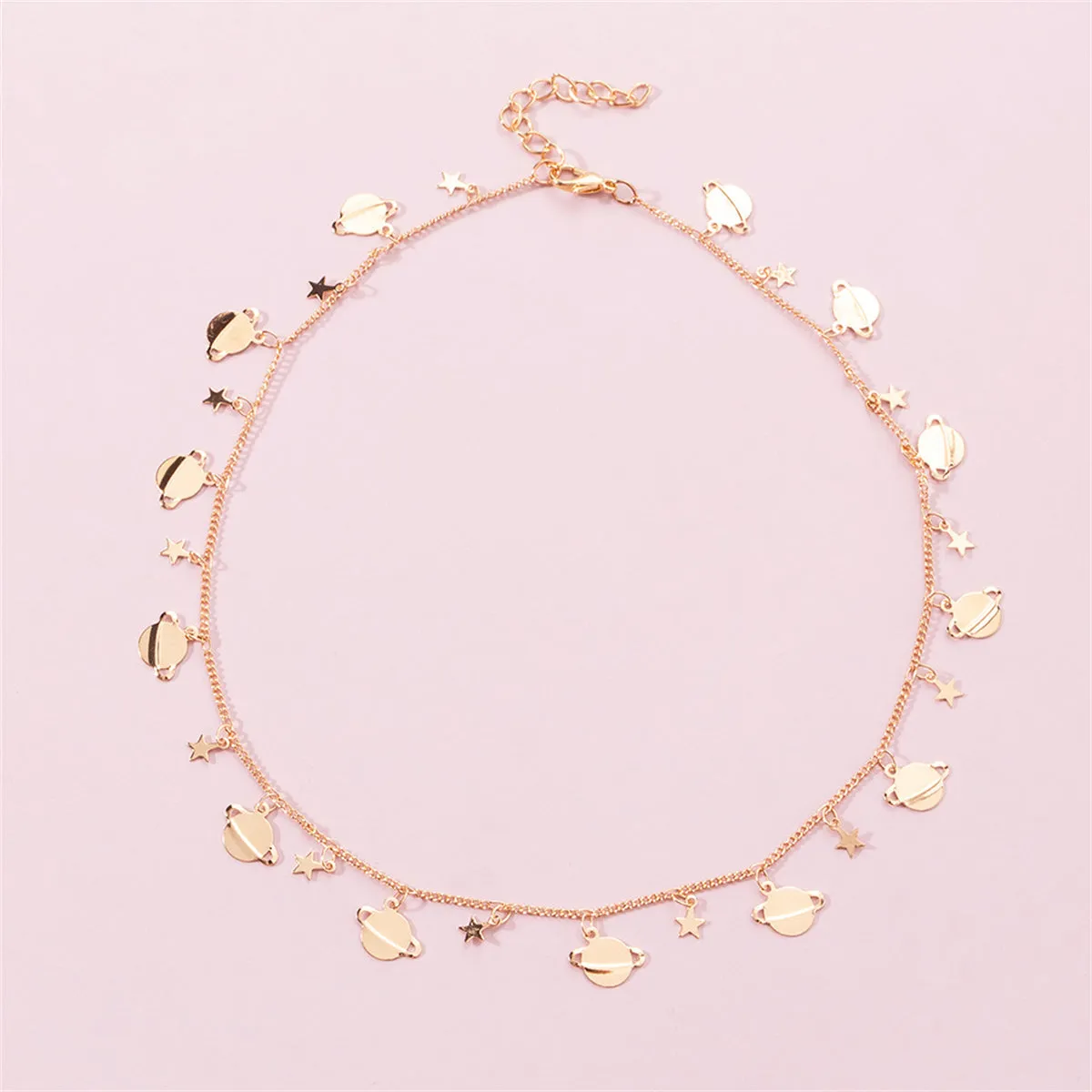 18K Gold-Plated Star Planet Station Necklace
