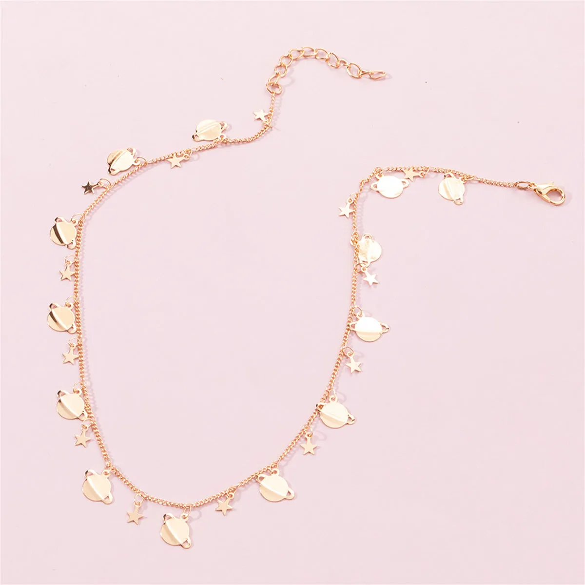 18K Gold-Plated Star Planet Station Necklace