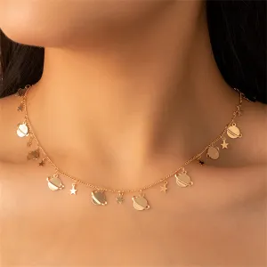 18K Gold-Plated Star Planet Station Necklace