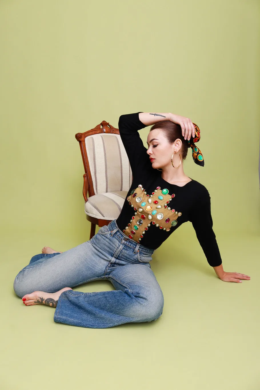 1988 F/W Byzantine Cross Bejeweled Top