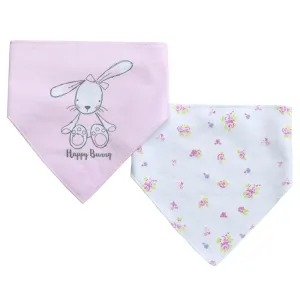 2 Pack Ditsy Bunny Bandana Bibs