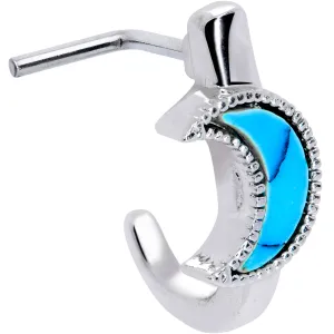 20 Gauge 5/16 Faux Turquoise Crescent Moon Faux Hoop L Shape Nose Ring