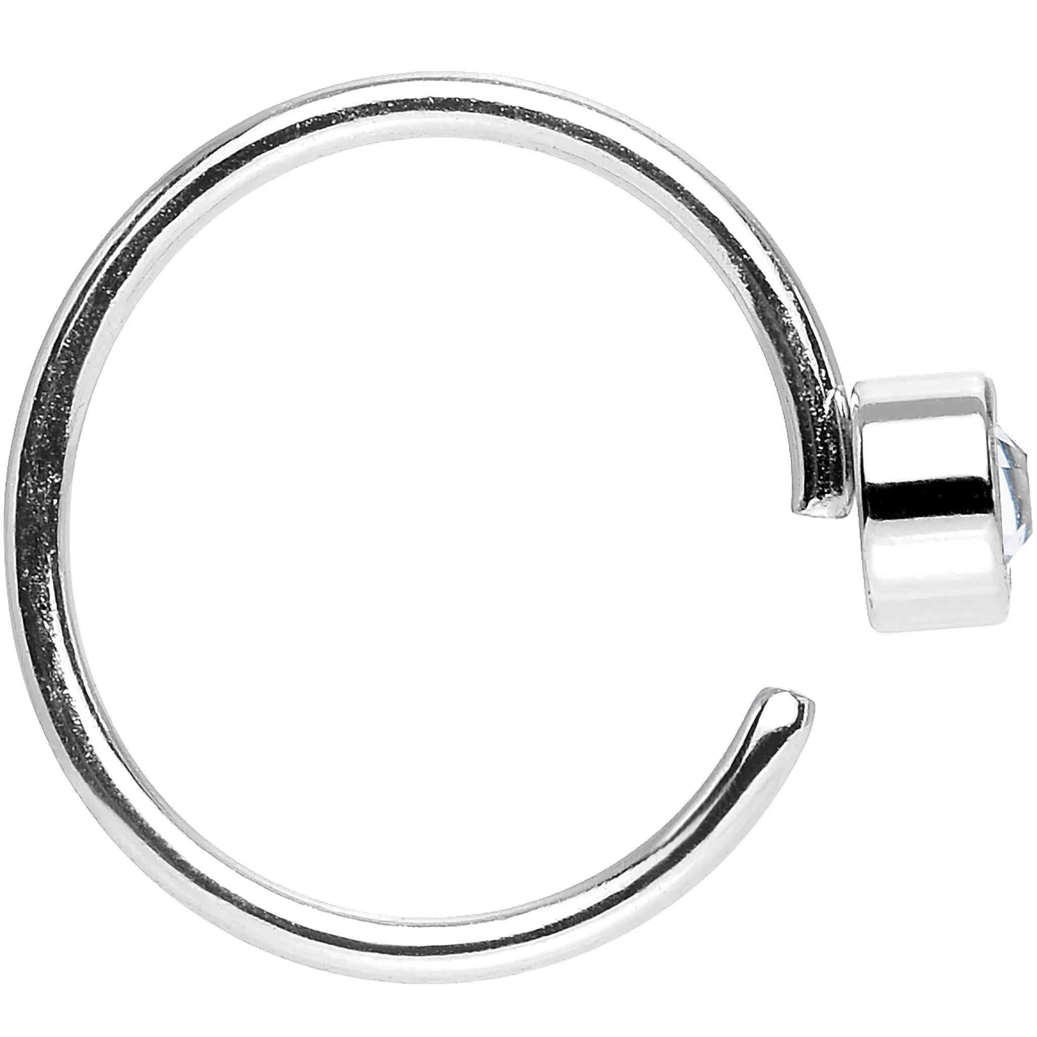20 Gauge 5/16 Stainless Steel Clear Round Cubic Zirconia Nose Hoop
