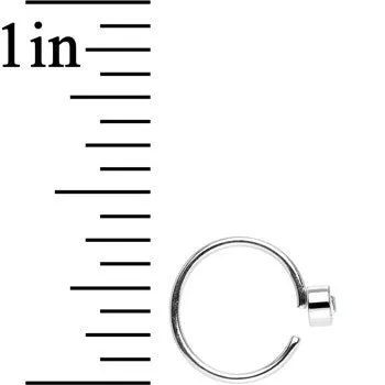 20 Gauge 5/16 Stainless Steel Clear Round Cubic Zirconia Nose Hoop