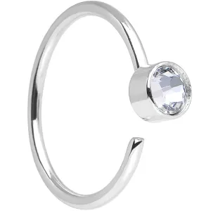 20 Gauge 5/16 Stainless Steel Clear Round Cubic Zirconia Nose Hoop