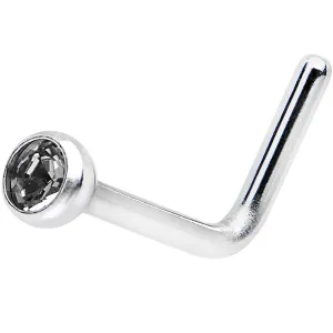 20 Gauge Black L-Shaped Nose Ring Created with Crystals