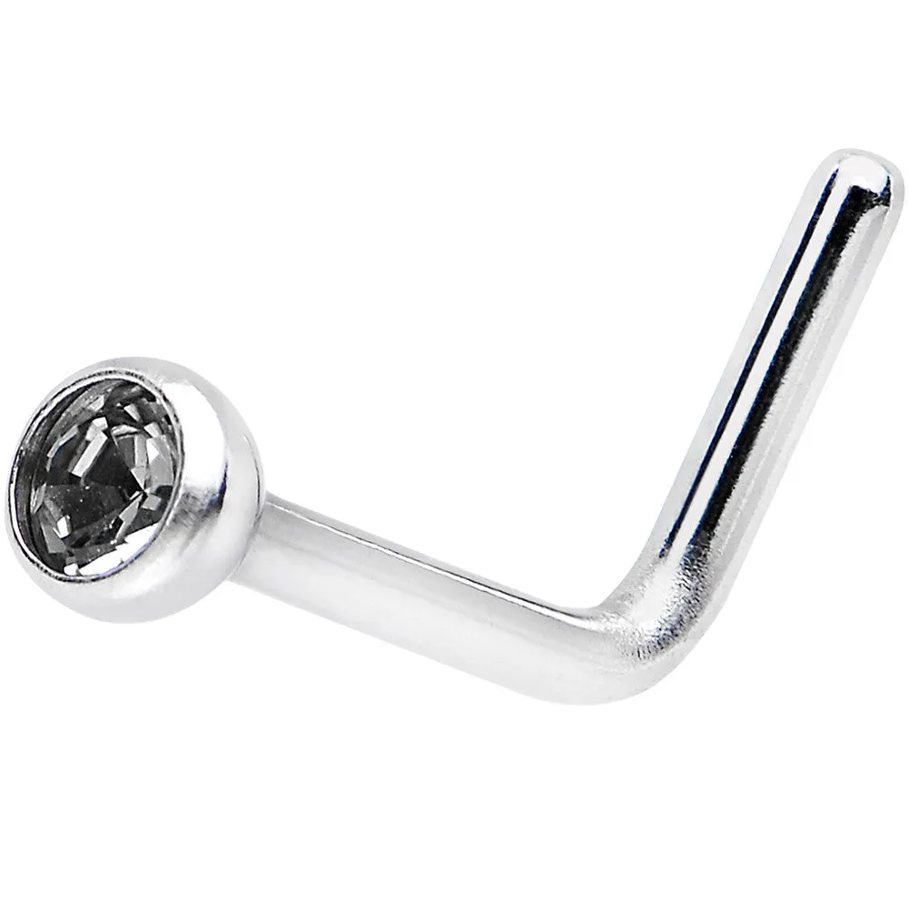 20 Gauge Black L-Shaped Nose Ring Created with Crystals