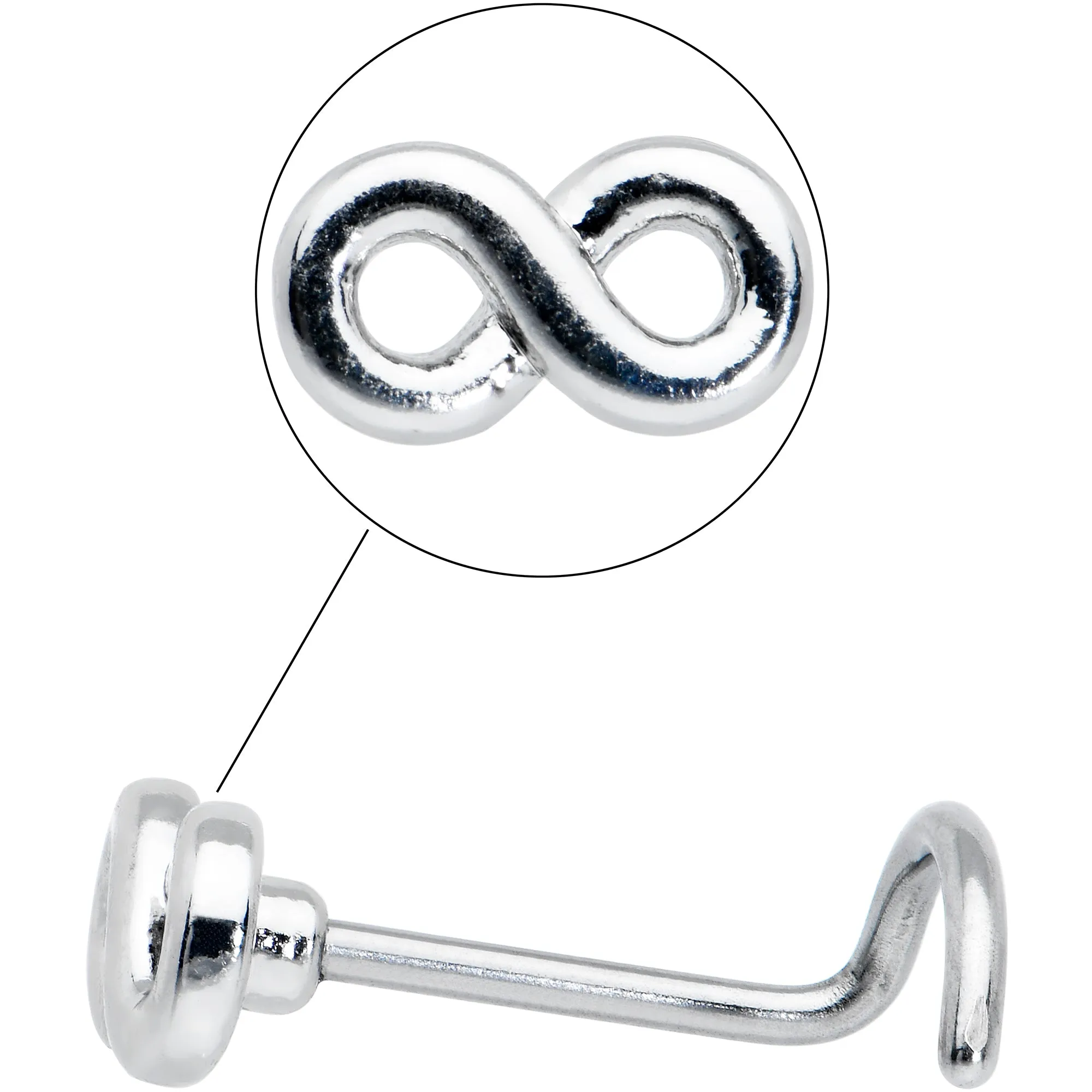 20 Gauge Gleaming Infinity Symbol Nose Screw
